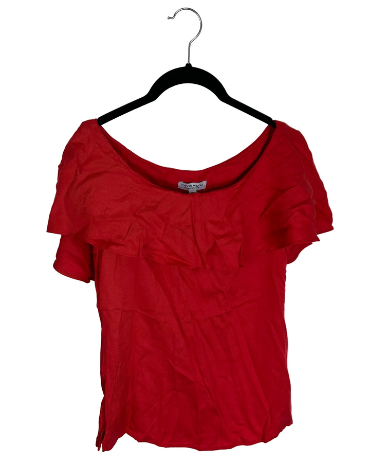 Strawberry Red Ruffle Blouse - Size 0/2 and 10/12