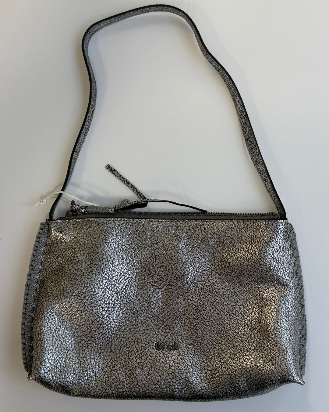 Silver Leather Shoulder Bag