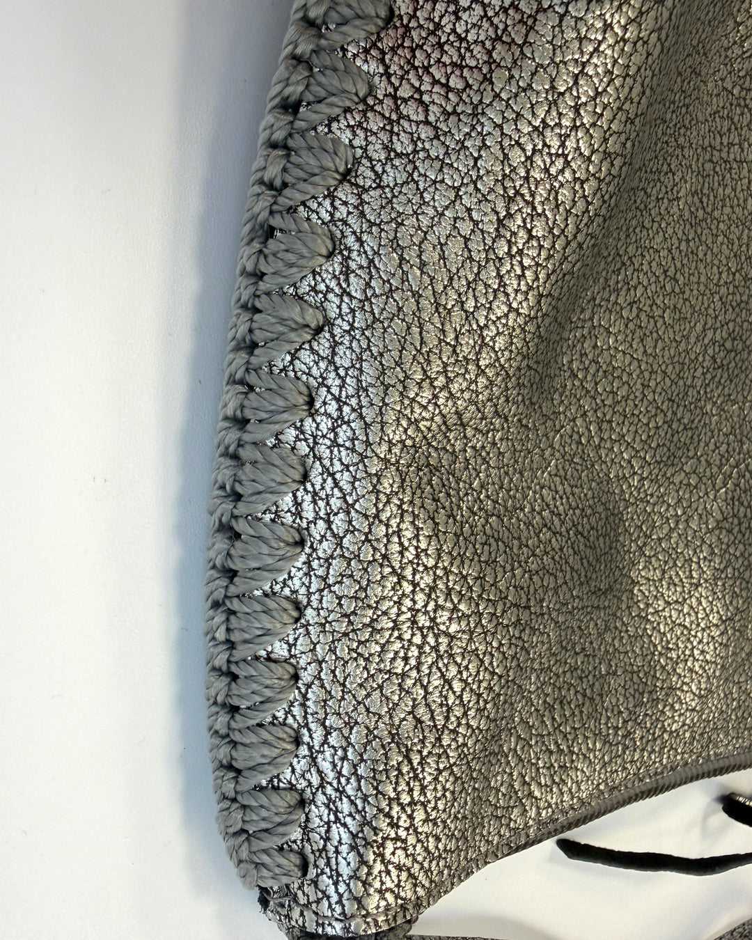 Silver Leather Shoulder Bag