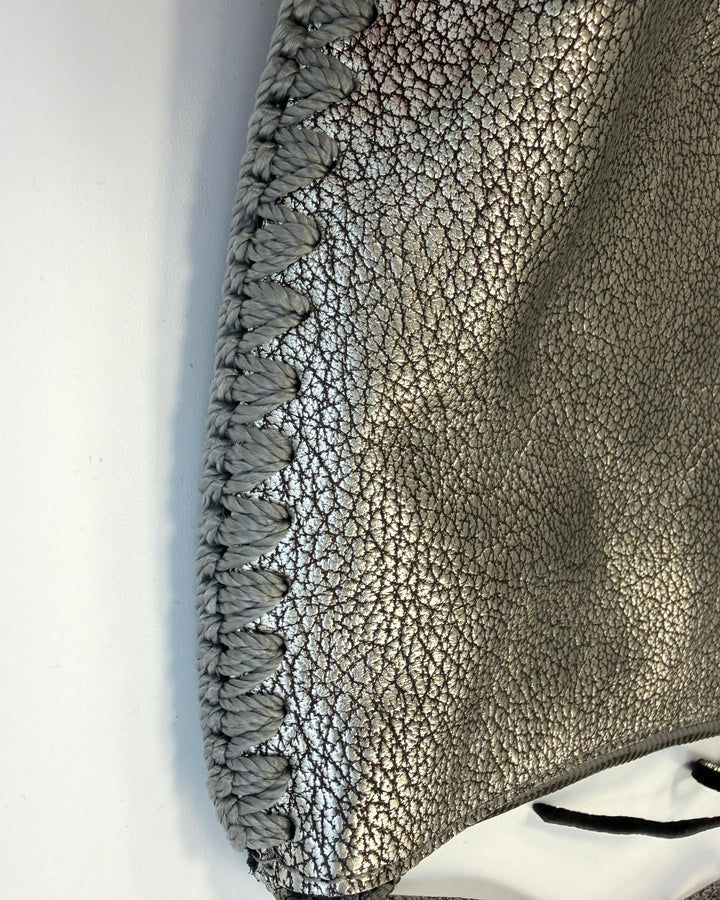 Silver Leather Shoulder Bag