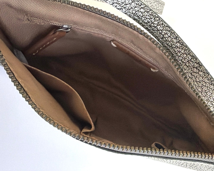 Silver Leather Shoulder Bag
