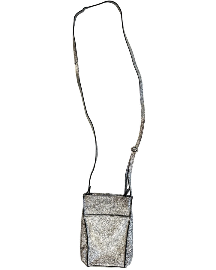 Silver Leather Crossbody Mini Bag