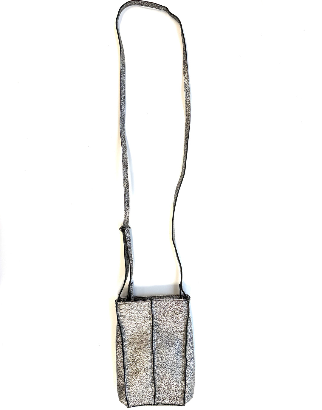 Silver Leather Crossbody Mini Bag
