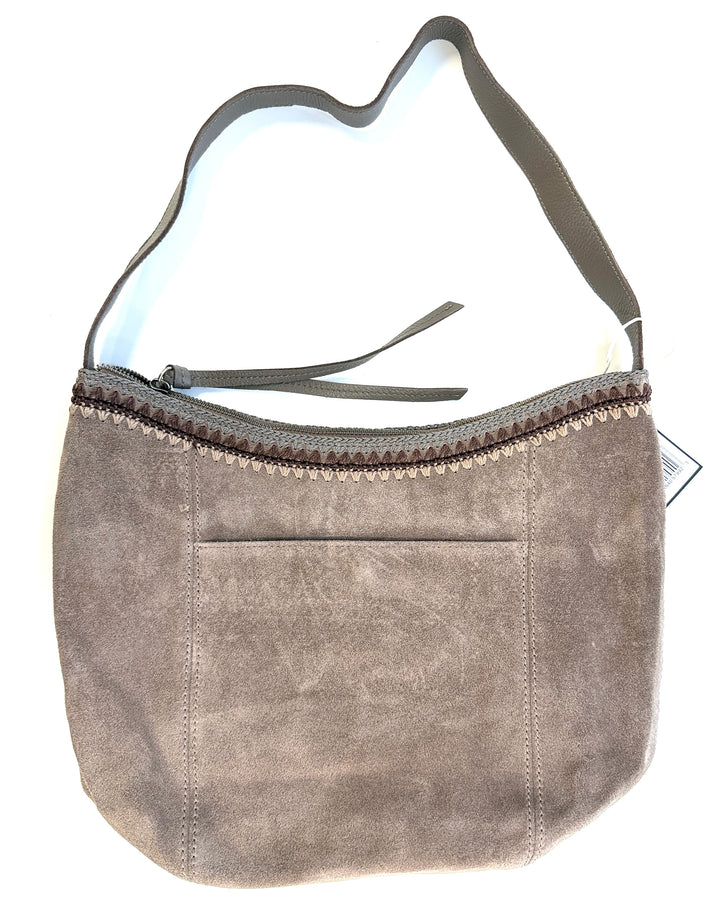 Ash Brown Suede Slouch Bag