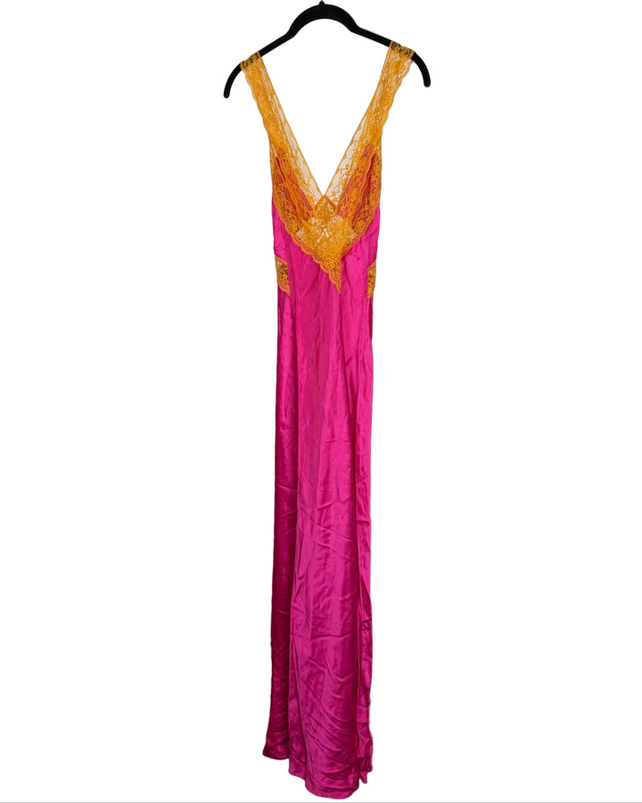Pink and Orange Lace Trim Dress - Size 0/2