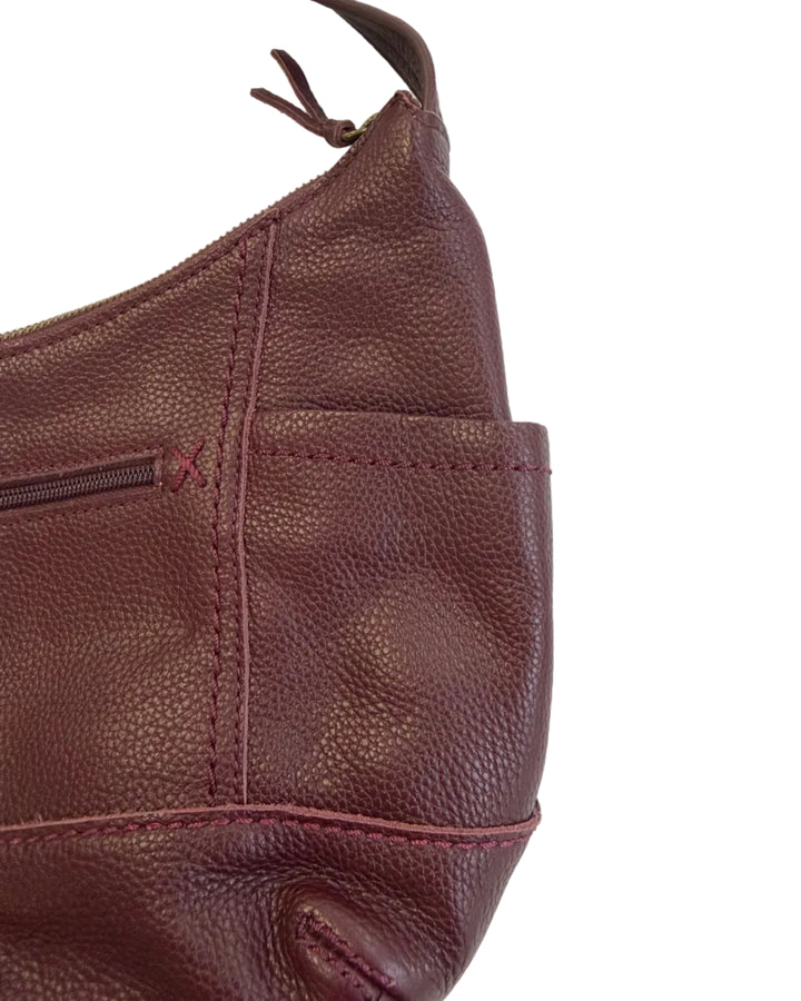 Wine Red Leather Shoulder Bag