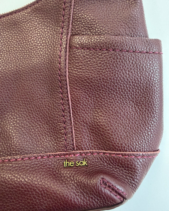 Wine Red Leather Shoulder Bag