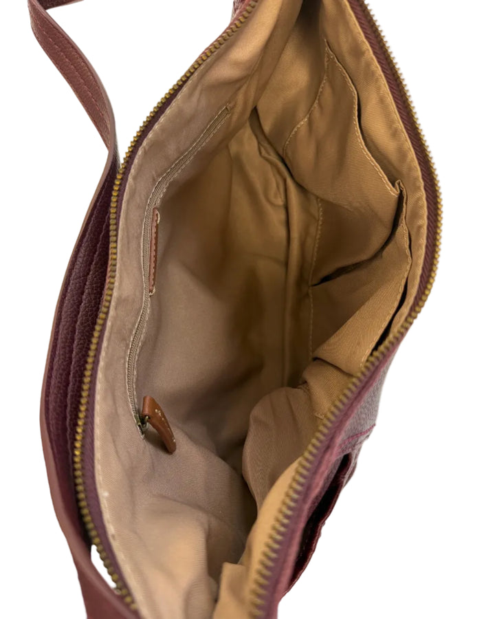 Wine Red Leather Shoulder Bag