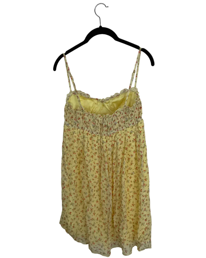 Yellow Floral Baby Doll Dress - Size 0/2