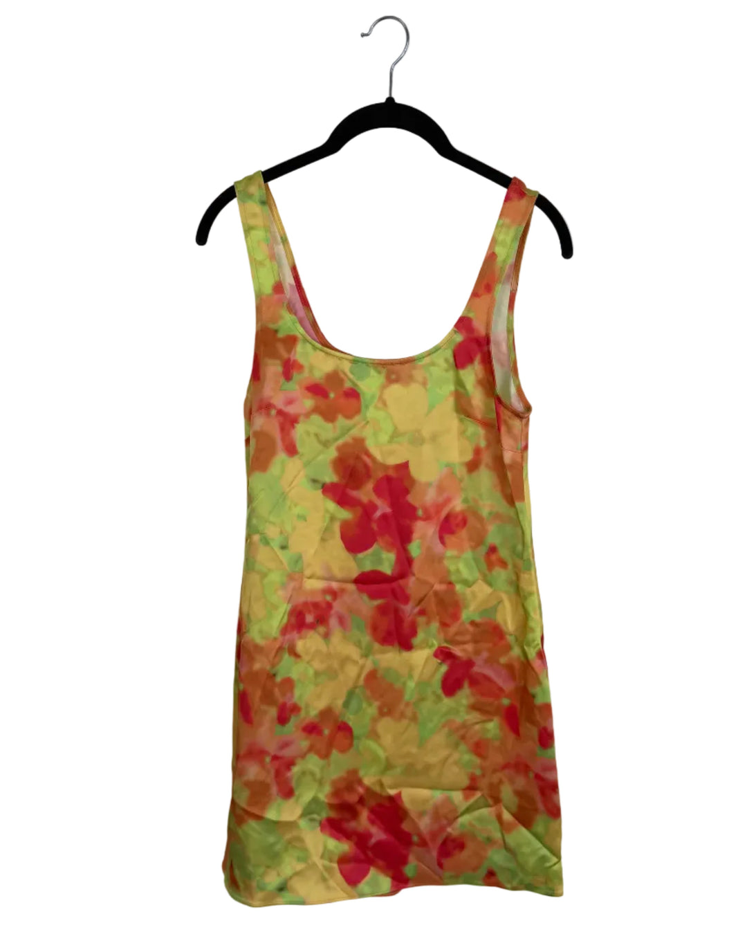 Pink Green Orange and Yellow Patterned Silk Dress - Size 0/2