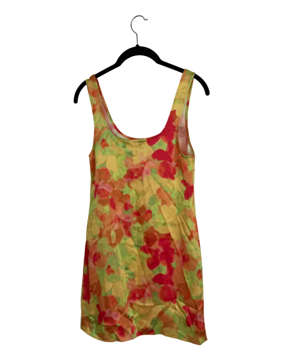 Pink Green Orange and Yellow Patterned Silk Dress - Size 0/2