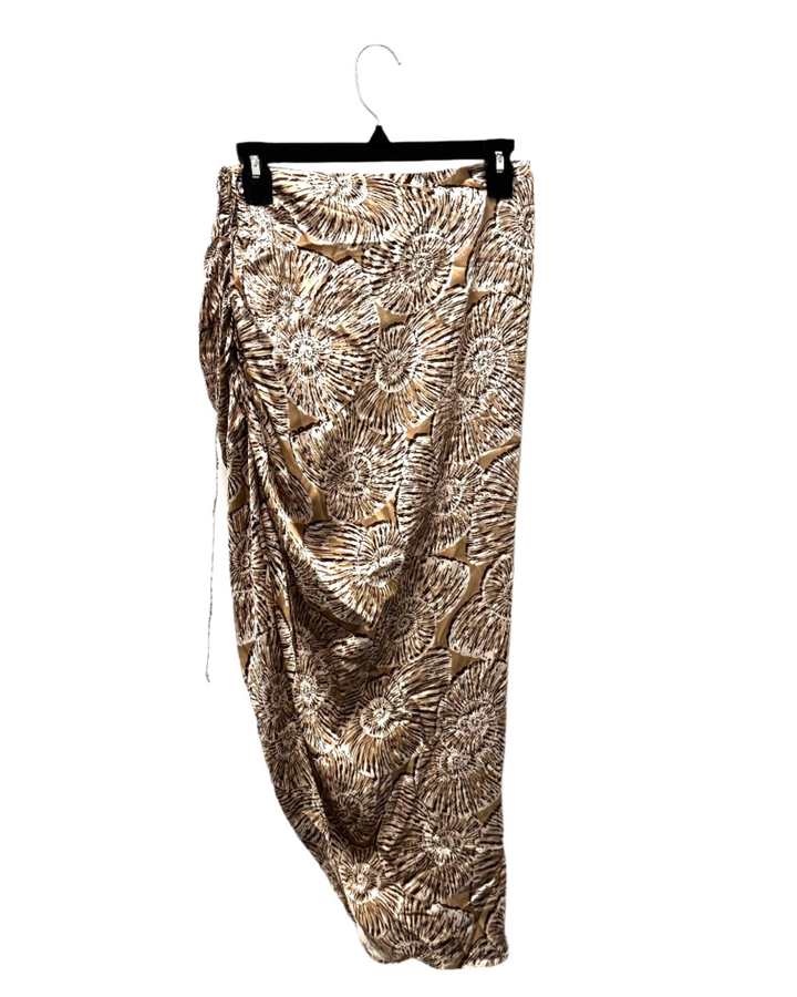 Beige and Brown Printed Skirt - Small