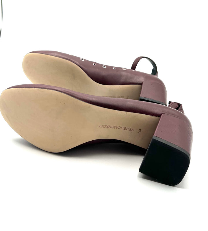 Maroon Grommet Strap Heels - Size 7