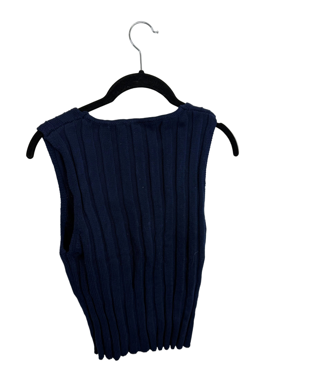 Navy Blue Sleeveless Ribbed Sweater - Size 4/6