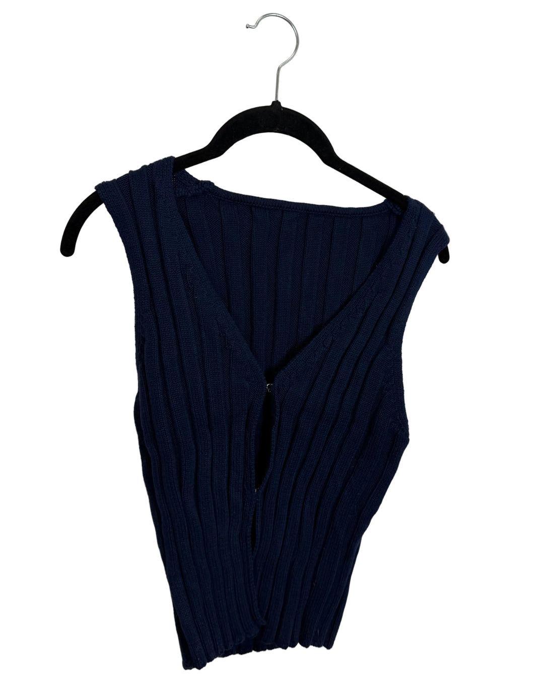 Navy Blue Sleeveless Ribbed Sweater - Size 4/6