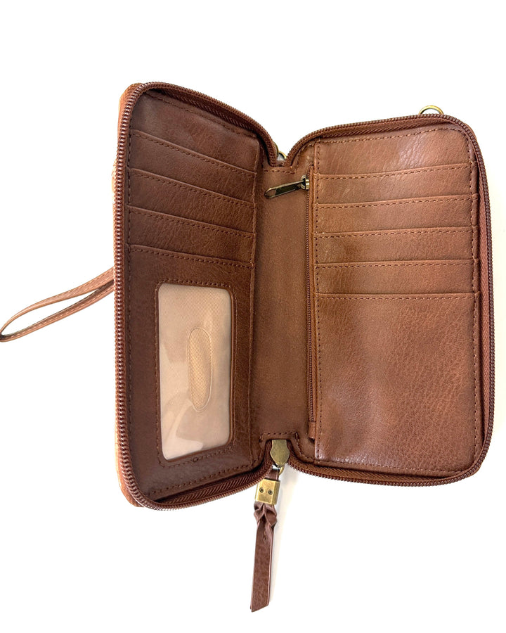 Brown Patterned Smartphone Crossbody