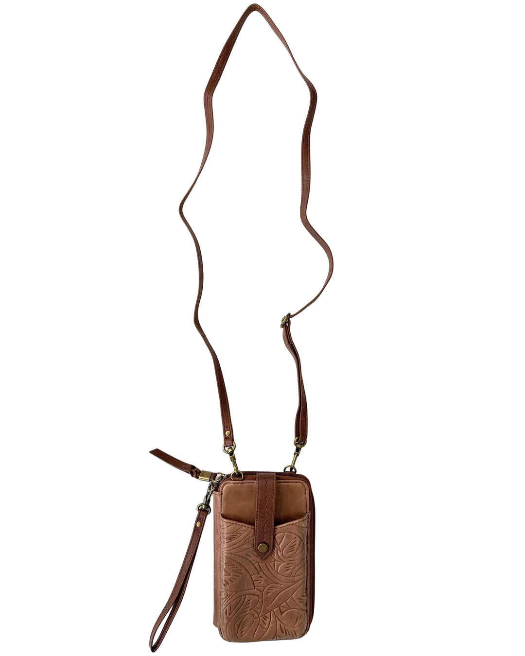 Brown Patterned Smartphone Crossbody