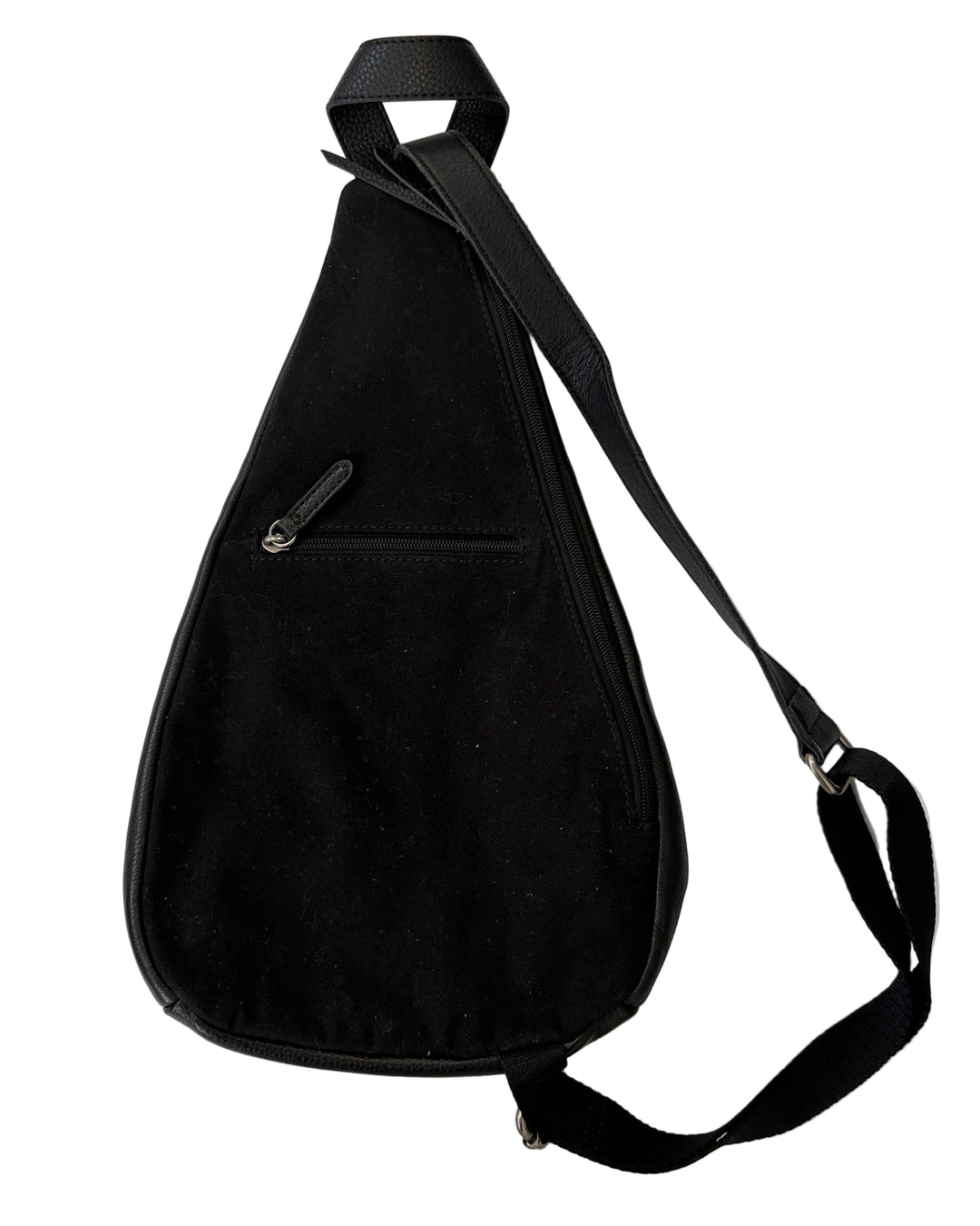 Black Leather Sling Backpack Bag