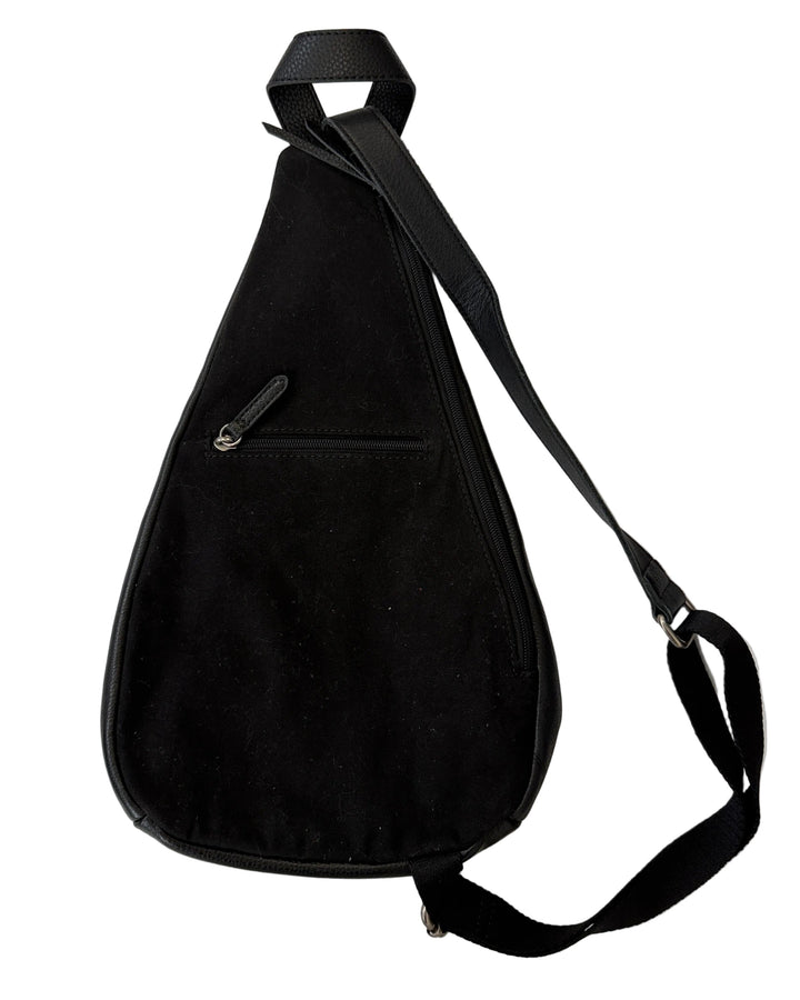 Black Leather Sling Backpack Bag