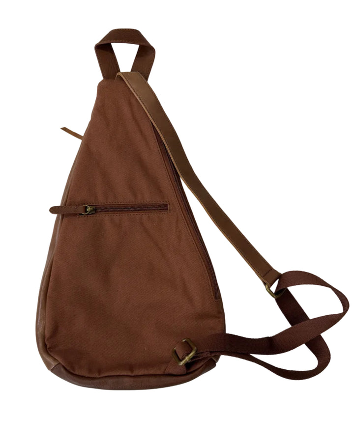 Brown Leather Sling Backpack Bag