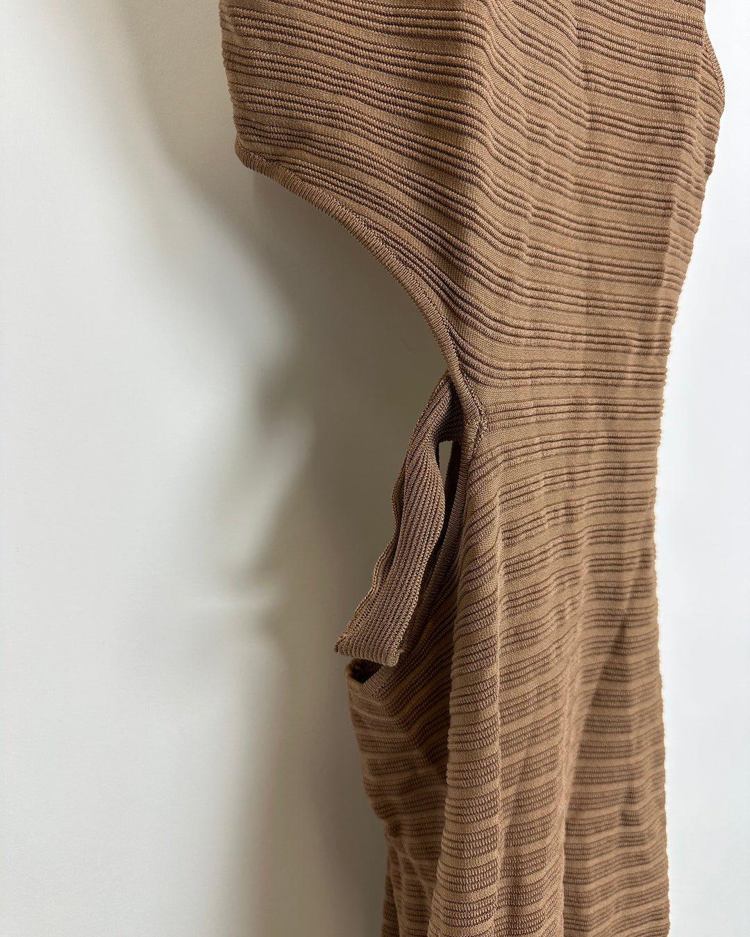 Michael Costello X Revolve Brown Knit Cutout Dress - Extra Small