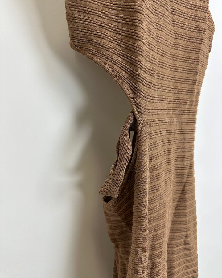 Michael Costello X Revolve Brown Knit Cutout Dress - Extra Small
