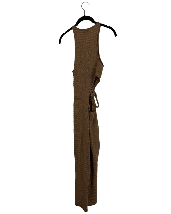 Michael Costello X Revolve Brown Knit Cutout Dress - Extra Small