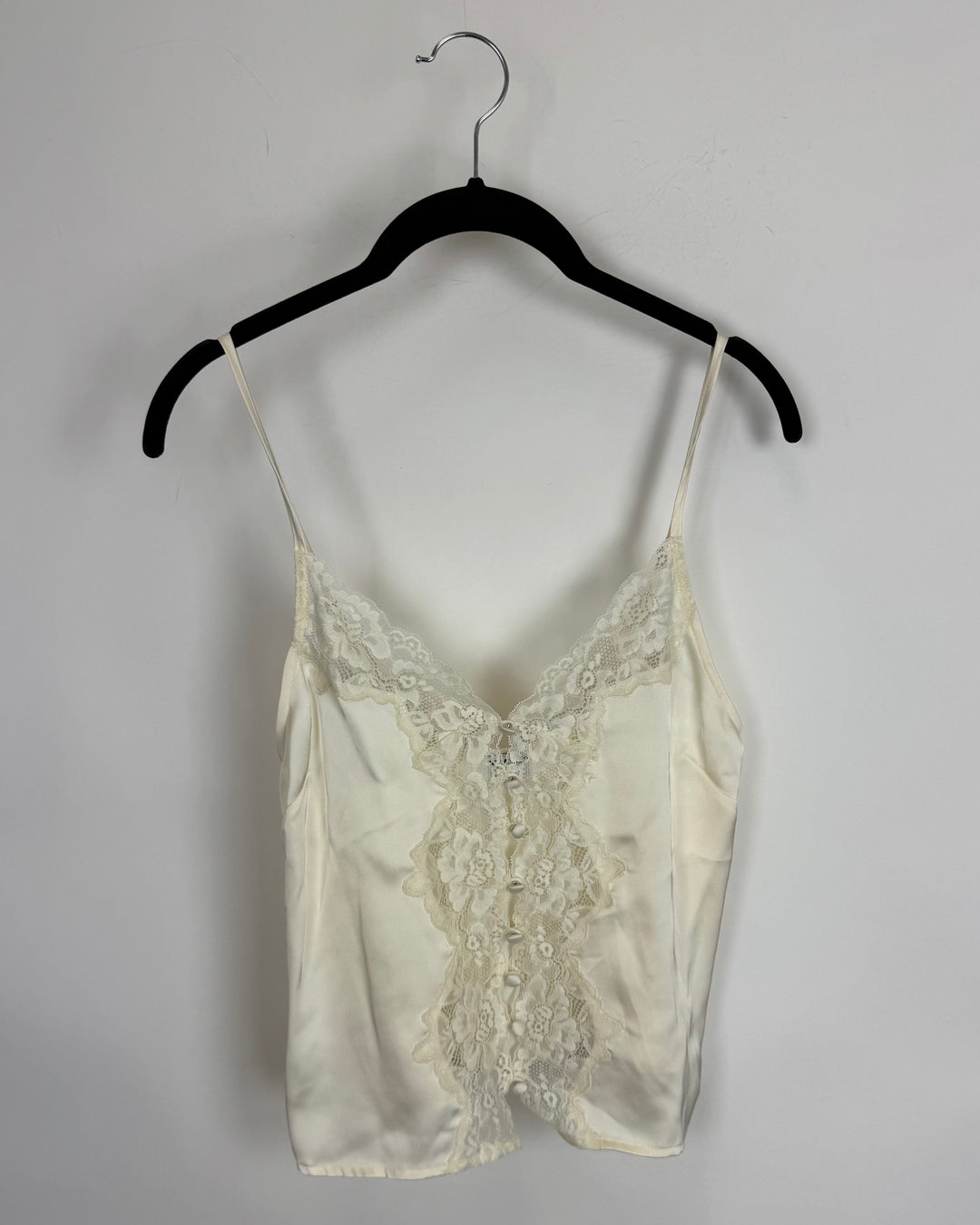 Ivory Satin Open Front Lace Trim Cami - Size 0/2 and 2/4