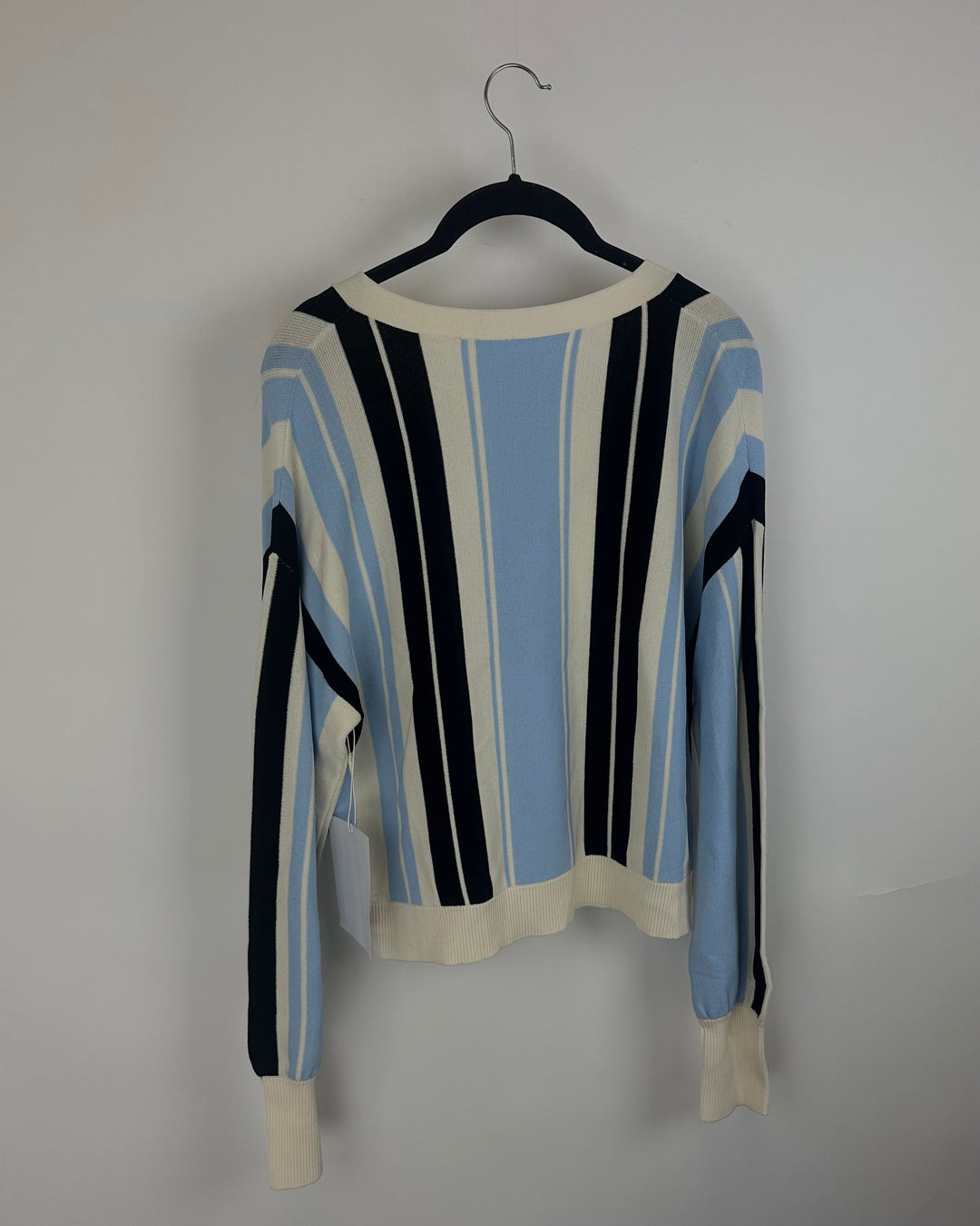 Blue & Black Striped Cardigan - Small