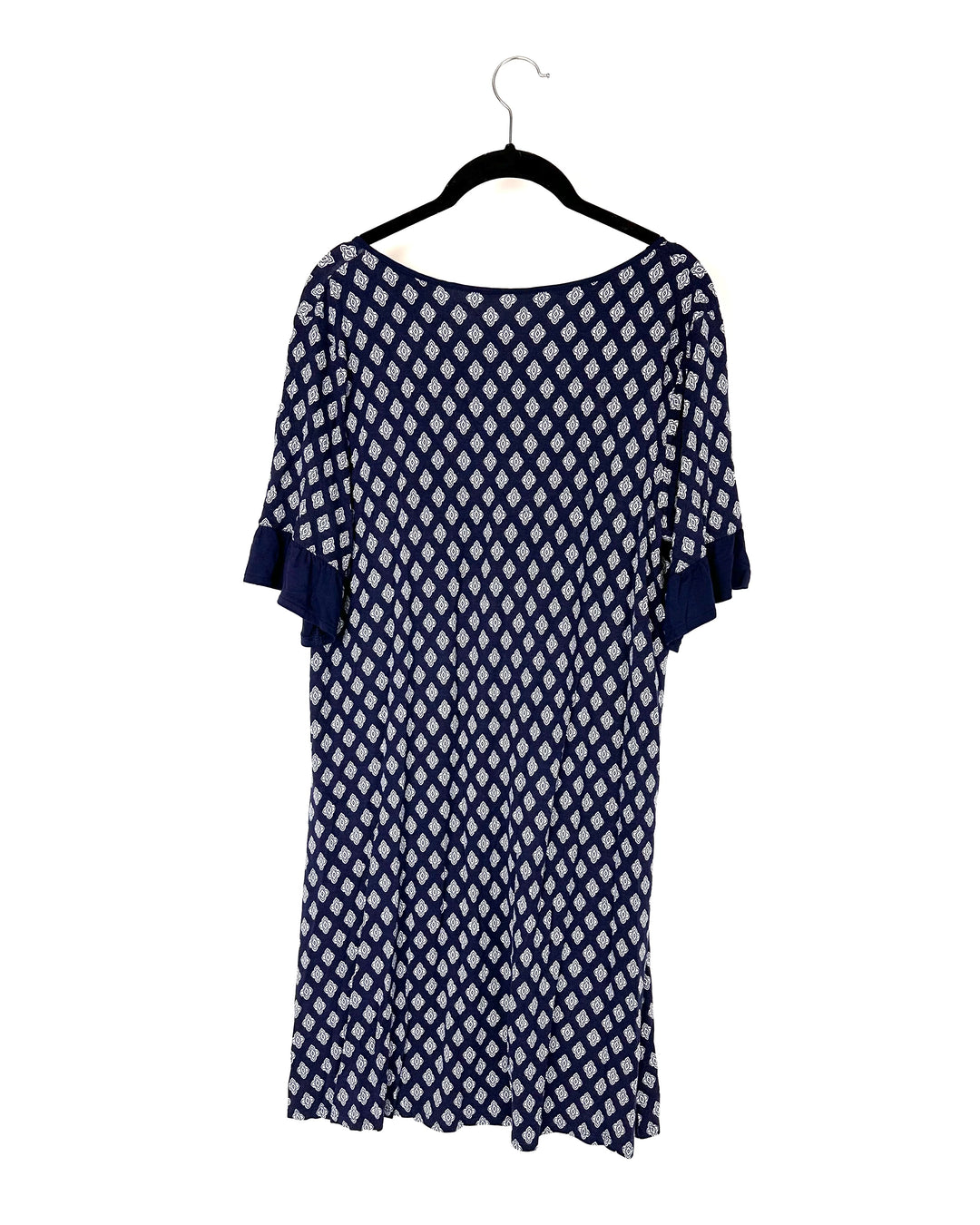 Navy Blue and White Pattern Nightgown - Small