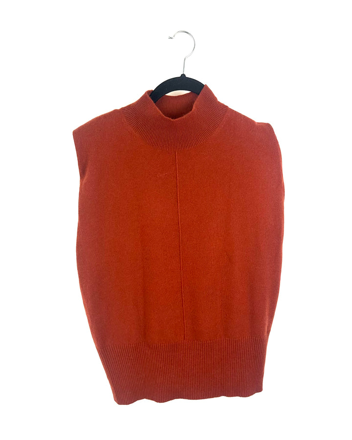 Deep Crimson Sleeveless Cashmere Sweater Top - Small