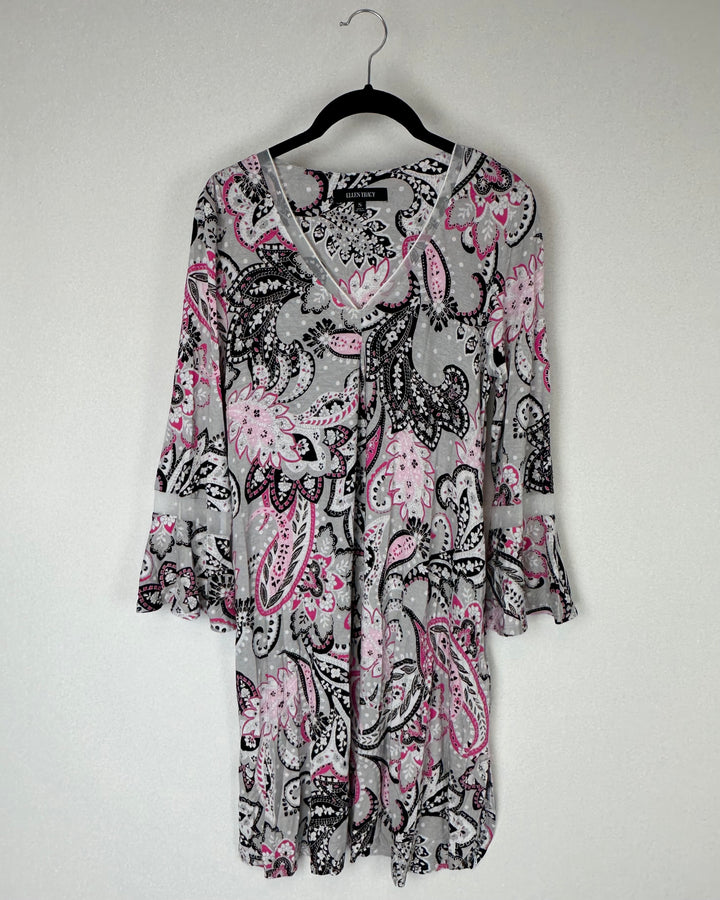 Pink and Black Pattern Nightgown - Small