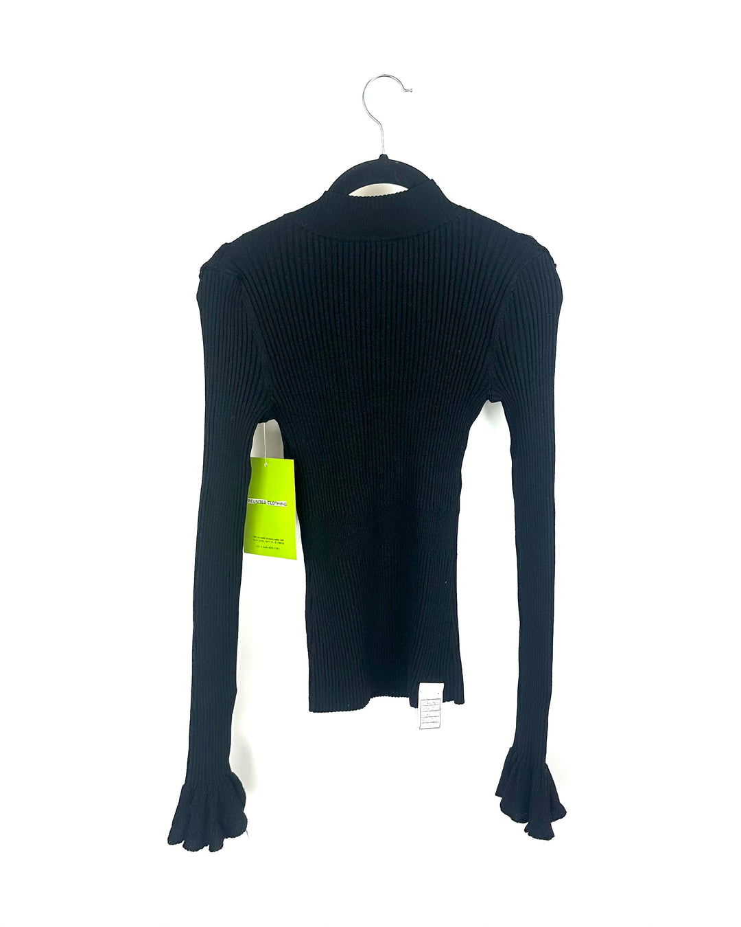 Black Shimmer Ruffle Sweater - Small
