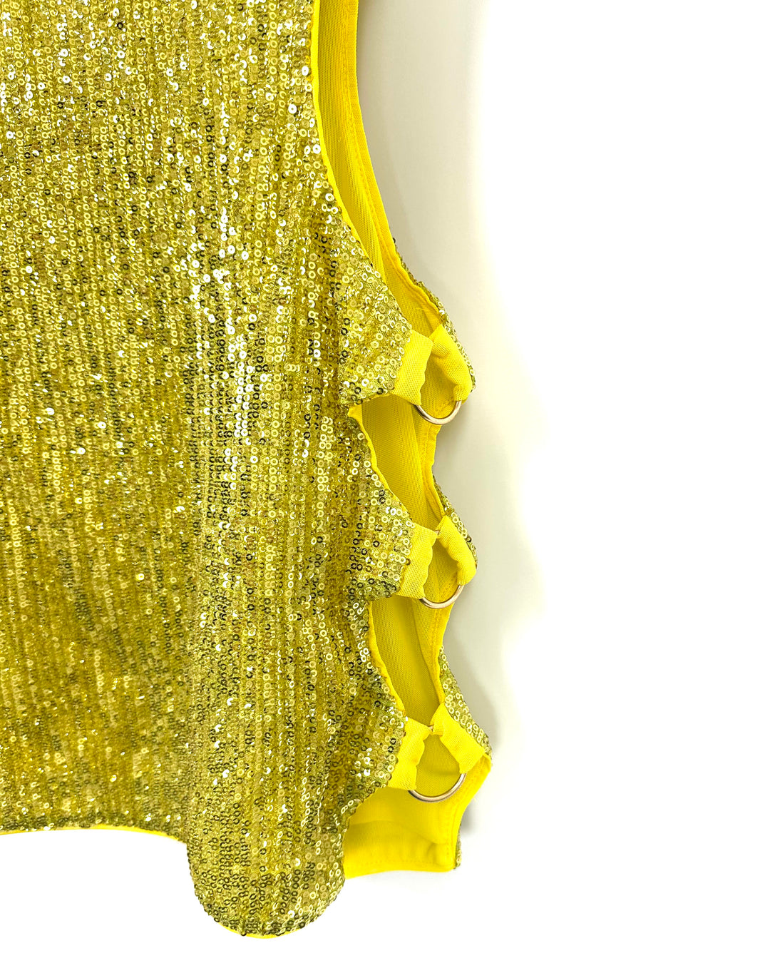 Camila Coelho Chartreuse Sequin Cutout Dress - Extra Small