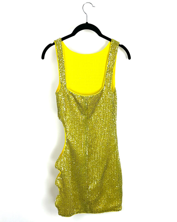 Camila Coelho Chartreuse Sequin Cutout Dress - Extra Small