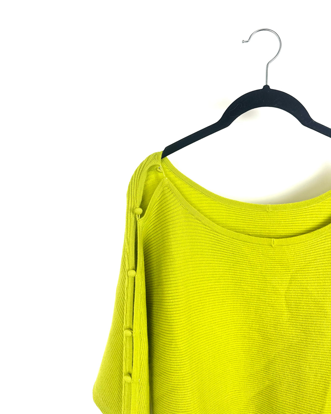 Lime Green Buttoned Sleeve Sweater - Small