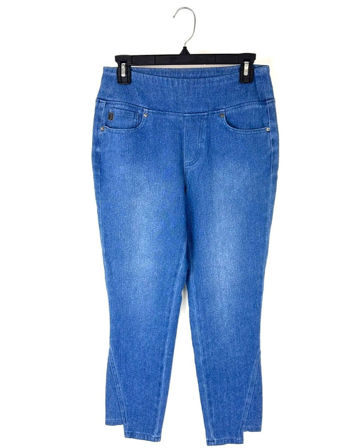 Medium Straight Leg Jeggings With Pant Detail - Size 6