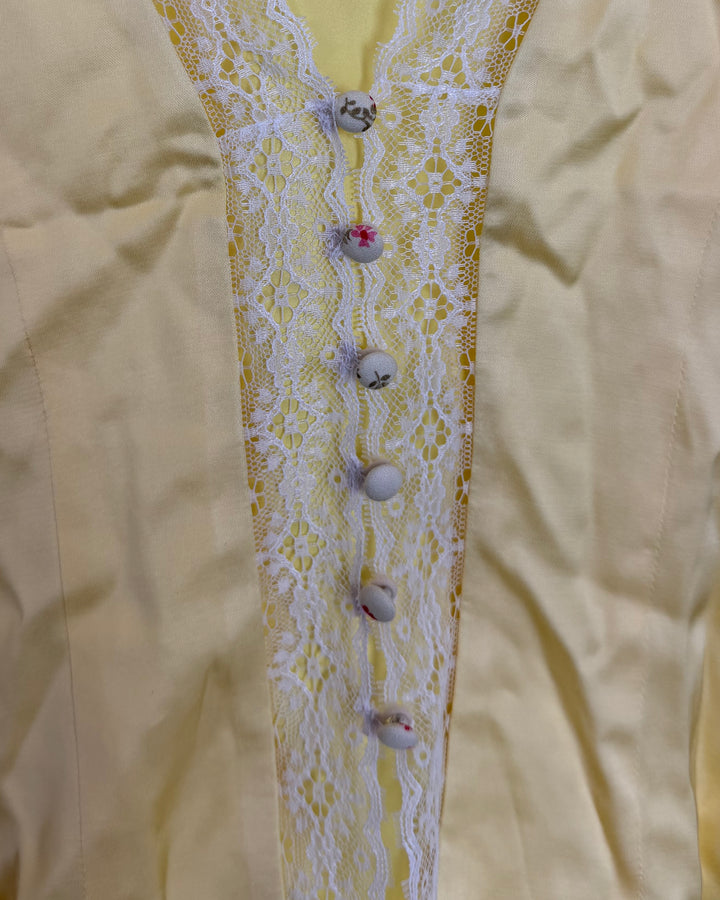 Bright Yellow Button Down Lace Trim Vest - Size 0/2