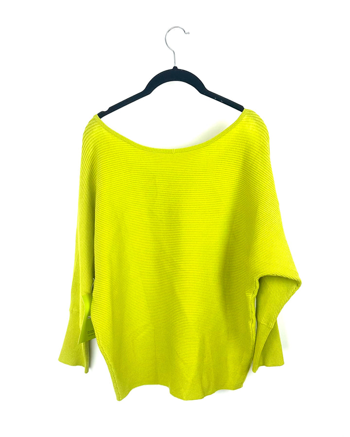 Lime Green Buttoned Sleeve Sweater - Small