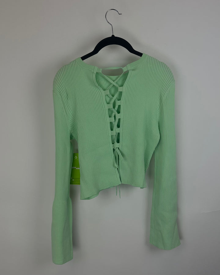 Mint Green Ribbed Sweater - Small