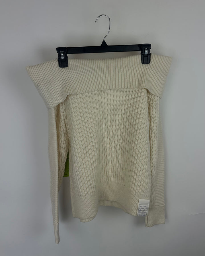 Ivory Off the Shoulder Sweater - Small