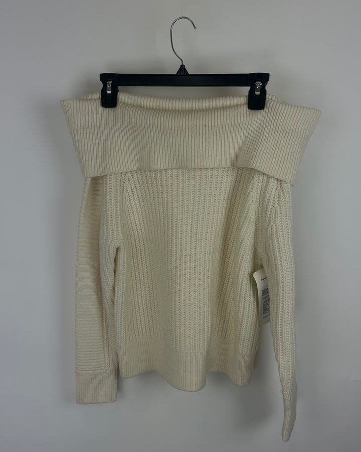 Ivory Off the Shoulder Sweater - Small