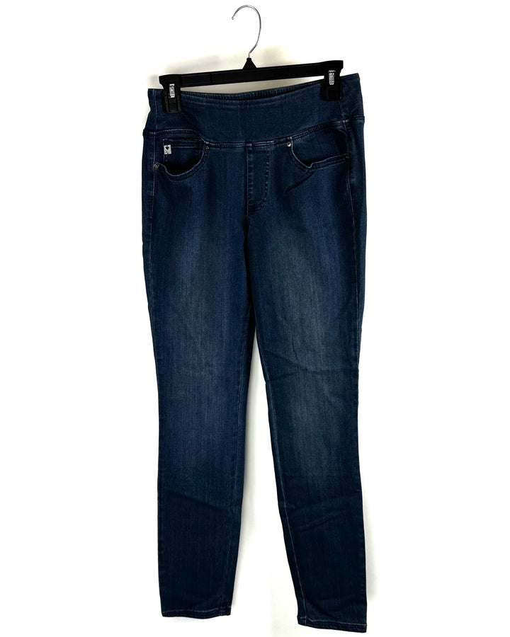 Dark Wash Wide Waistband Jeans - Size 6