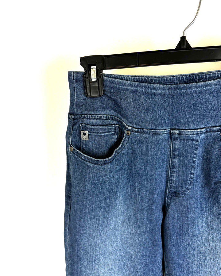 Dark Wash Wide Waistband Jeans - Size 6
