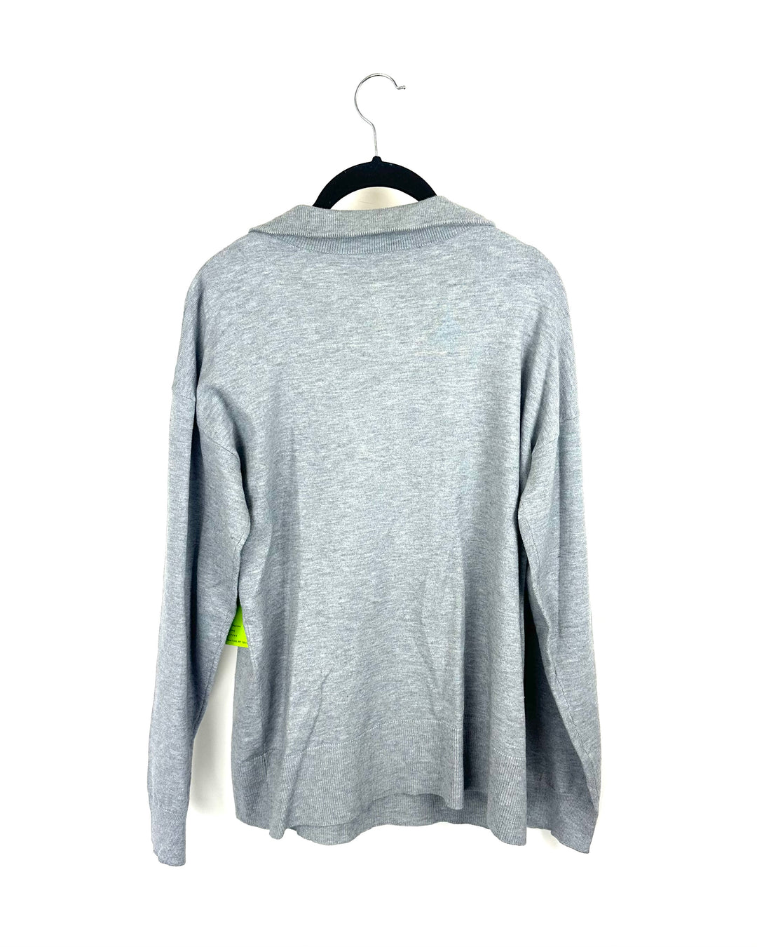Gray Rhinestone Half Zip Sweater - Medium