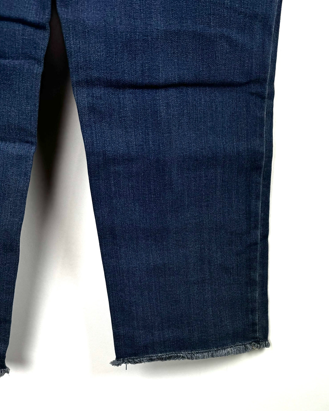 Medium Wash Frayed Cropped Jeans - Size 12