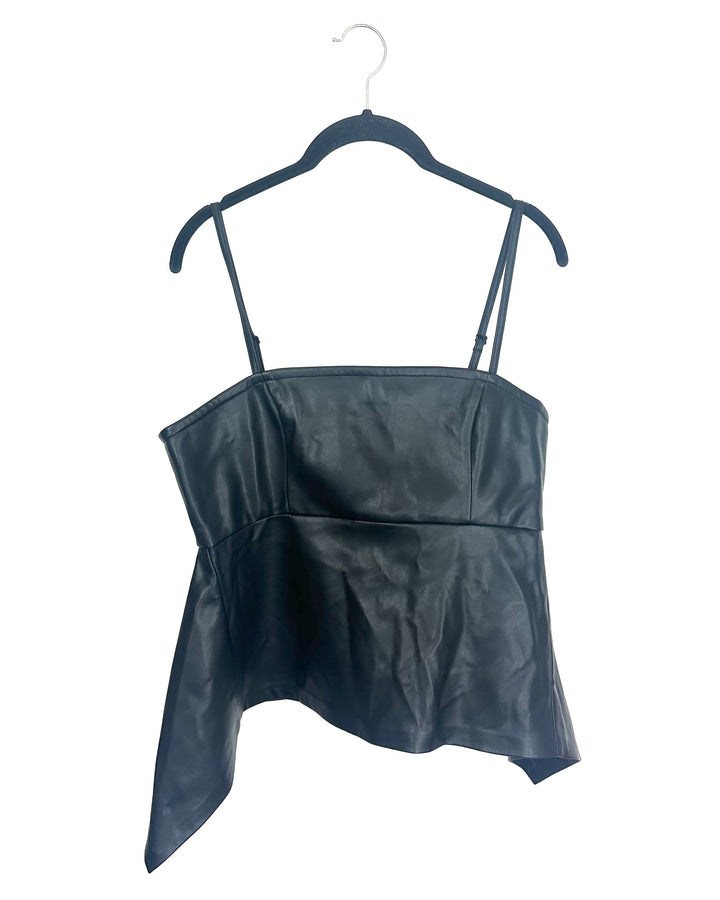 Black Leather Peplum Top- Size 10