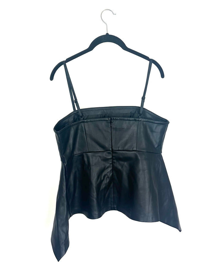 Black Leather Peplum Top- Size 10