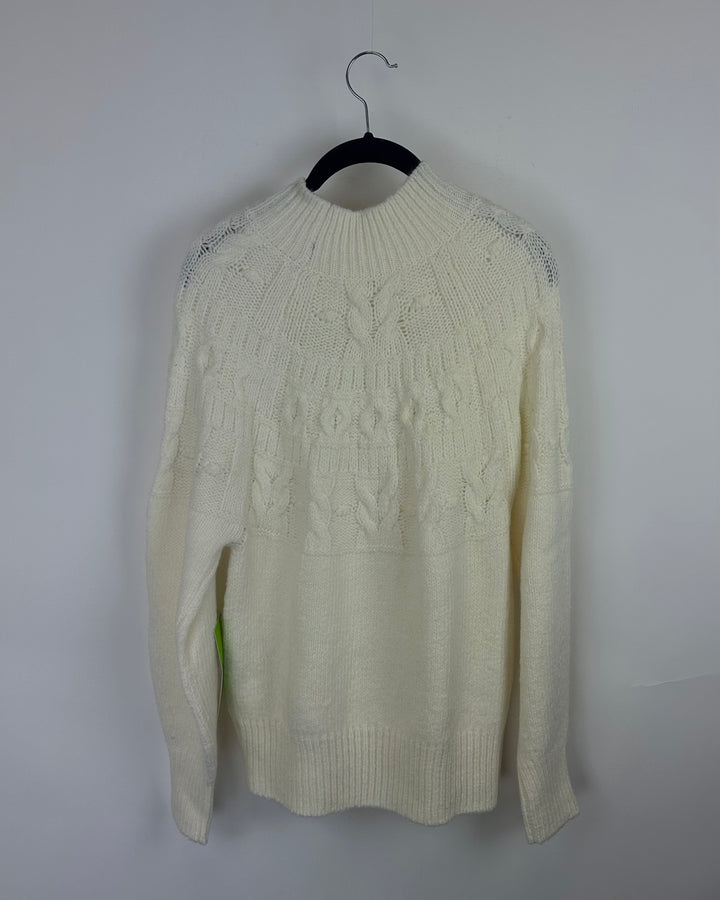 Cream Cable Knit Sweater - Medium
