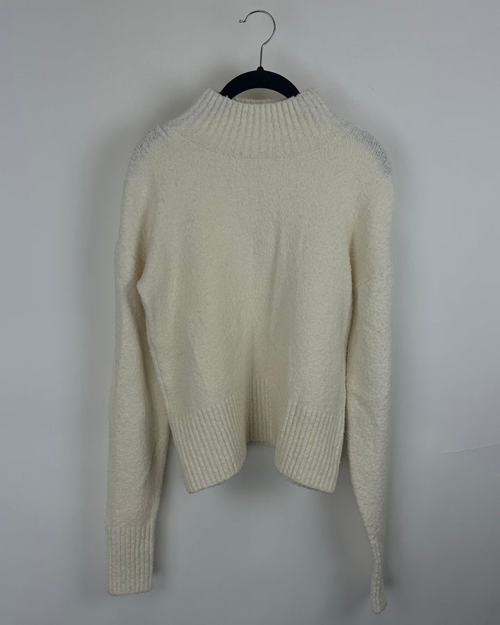 White Ribbed Sweater - Medium